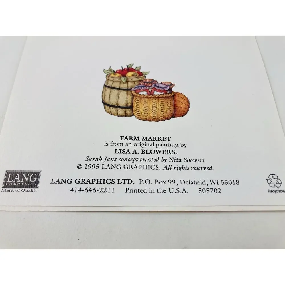 12 cards Notecards by LISA BLOWERS Blank 1995 Lang Girls Farming Pumpkins Fall C